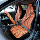 Load image into Gallery viewer, Copap Orange Car Seat Covers Full Set 10pc Stripe Multi-Color Baja Saddle Blanket Weave Seat Cover with Steering Wheel Cover Seat Belt Cover