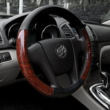 Load image into Gallery viewer, AOTOMIO Black Universal Steering Wheel Cover Deluxe fits 15&quot; Middle Size - Light Wood Grain
