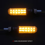 Load image into Gallery viewer, 2pc Black 12V Motorcycle Led Blinkers Turn Signal Indicators Flashing LED Amber Yellow