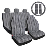 Load image into Gallery viewer, Copap Baja Black &amp; Gray Saddle Blanket Car Seat Covers with Steering Wheel Cover &amp; Seat Belt Protectors